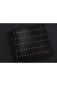 Black Cotton-Microfiber Blended Pocket Square