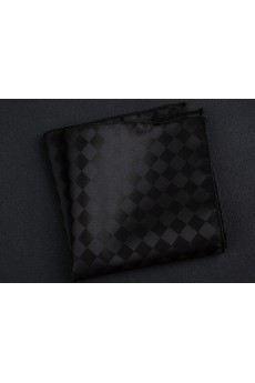 Black Cotton-Microfiber Blended Pocket Square