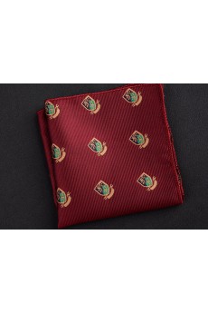 Red Cotton-Microfiber Blended Pocket Square