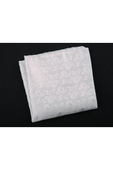 White Cotton-Microfiber Blended Pocket Square
