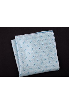 Blue Cotton-Microfiber Blended Pocket Square