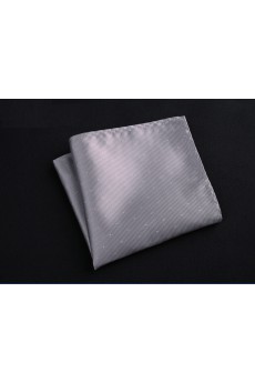 Silver Cotton-Microfiber Blended Pocket Square