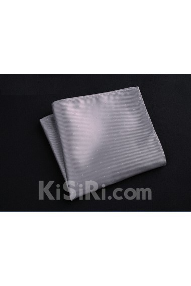 Silver Cotton-Microfiber Blended Pocket Square