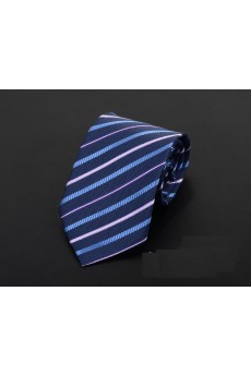 Blue Striped Microfiber Necktie