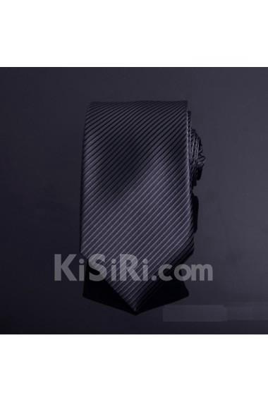 Black Striped Microfiber Necktie