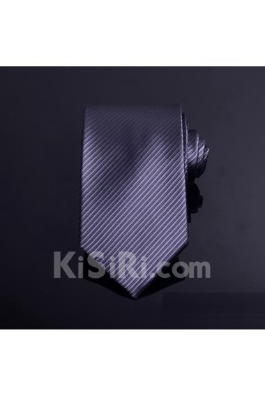 Gray Striped Microfiber Necktie