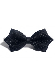 Black Checkered Microfiber Bow Tie
