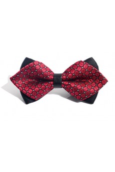 Red Checkered Microfiber Bow Tie