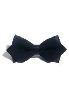 Black Solid Microfiber Bow Tie