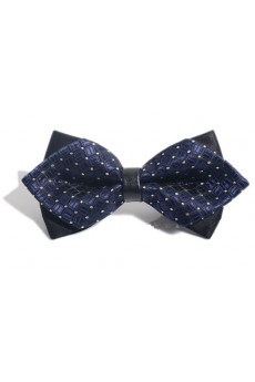 Blue Checkered Microfiber Bow Tie