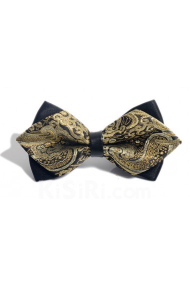 Gold Floral Microfiber Bow Tie