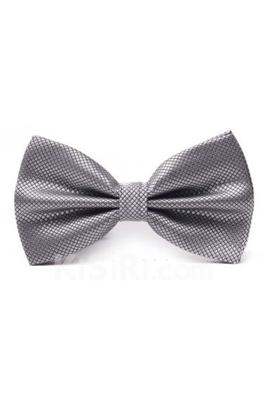Gray Solid Microfiber Bow Tie