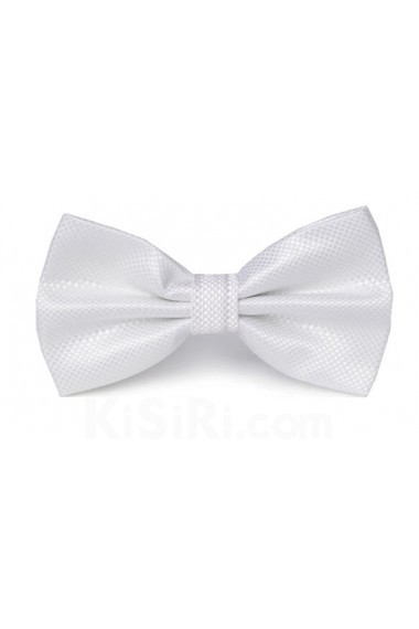 White Solid Microfiber Bow Tie