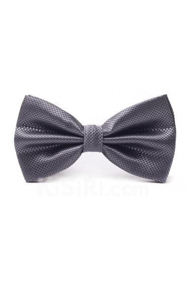Dark Gray Solid Microfiber Bow Tie