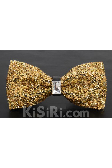 Gold Solid Cotton, Crystal Bow Tie