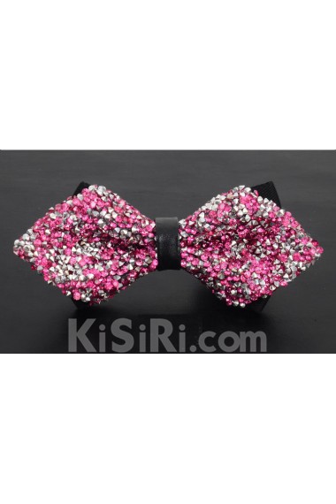 Pink Solid Cotton, Crystal Bow Tie
