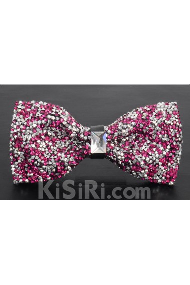 Red Solid Cotton, Crystal Bow Tie