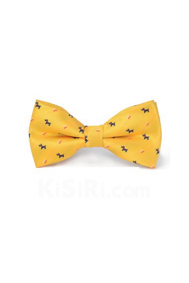 Yellow Floral Microfiber Bow Tie