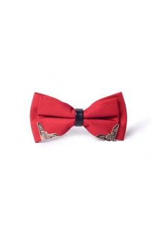 Red Solid Microfiber Bow Tie