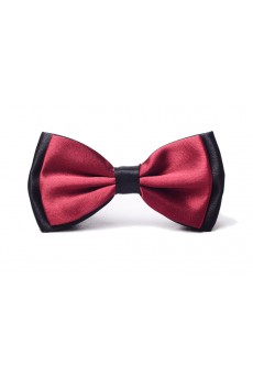 Wine Red Solid Microfiber Bow Tie