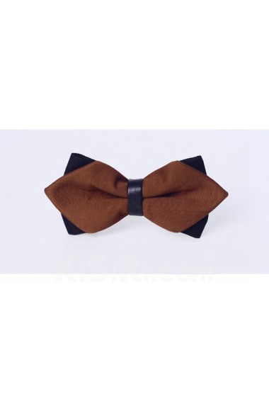 Brown Solid Microfiber Bow Tie