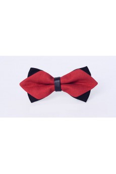 Red Solid Microfiber Bow Tie
