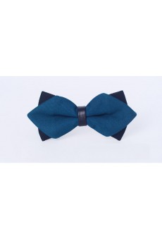 Blue Solid Microfiber Bow Tie
