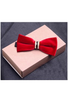 Red Solid Cotton-Microfiber Blended Bow Tie