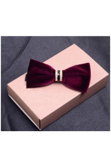 Red Solid Cotton-Microfiber Blended Bow Tie