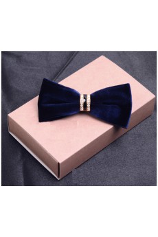 Blue Solid Cotton-Microfiber Blended Bow Tie