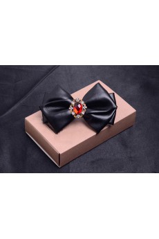 Red Solid Microfiber, Gem Bow Tie