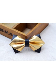 Gold Solid Microfiber, Metal Bow Tie