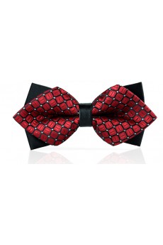 Red Checkered Microfiber Bow Tie