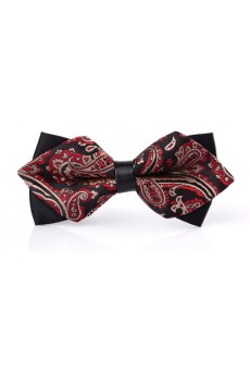Red Floral Microfiber Bow Tie
