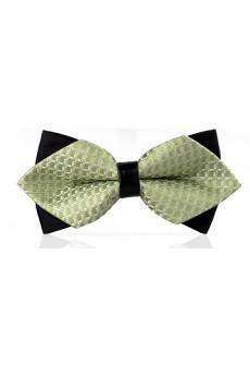 Green Checkered Microfiber Bow Tie