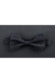 Black Floral Microfiber Bow Tie