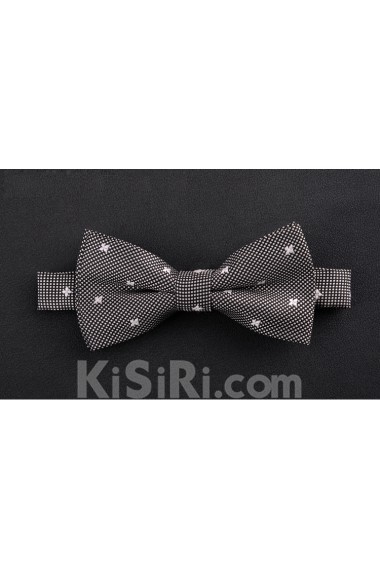 Gray Polka Dot Microfiber Bow Tie
