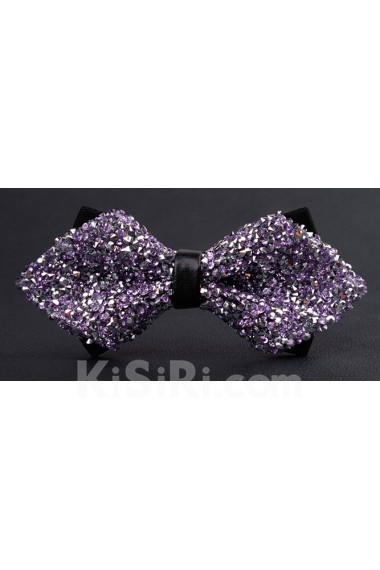 Purple Solid Crystal Bow Tie