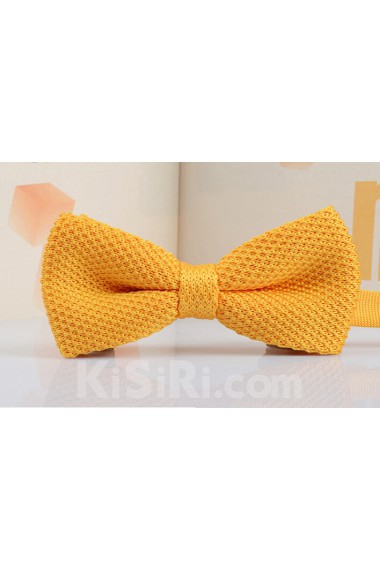 Yellow Solid Wool Bow Tie
