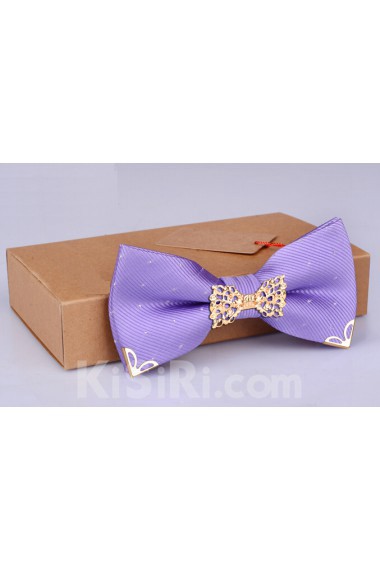Purple Solid Microfiber Bow Tie