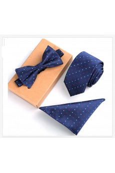 Blue Polka Dot Microfiber 
Necktie and Bow Tie and Pocket Square