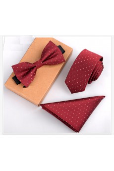 Red Polka Dot Microfiber 
Necktie and Bow Tie and Pocket Square