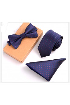 Blue Polka Dot Microfiber 
Necktie and Bow Tie and Pocket Square