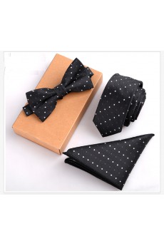 Black Polka Dot Microfiber 
Necktie and Bow Tie and Pocket Square