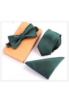 Green Polka Dot Microfiber 
Necktie and Bow Tie and Pocket Square