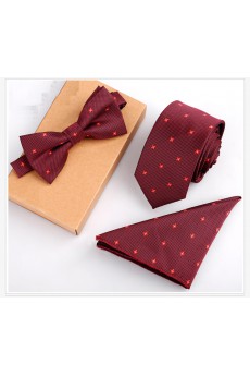 Red Polka Dot Microfiber 
Necktie and Bow Tie and Pocket Square