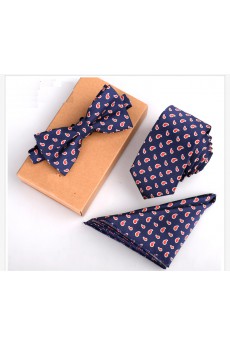 Blue Paisley Microfiber 
Necktie and Bow Tie and Pocket Square