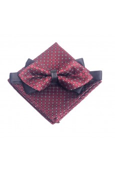 Wine Red Checkered Microfiber 
Bow Tie and Pocket Square