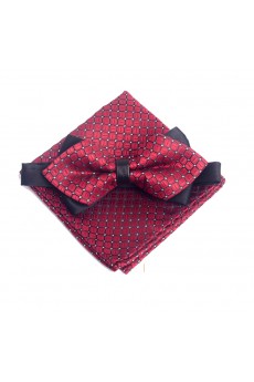 Wine Red Checkered Microfiber 
Bow Tie and Pocket Square