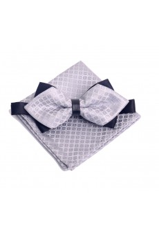 Silver Checkered Microfiber 
Bow Tie and Pocket Square